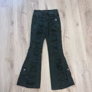 y2j japanese brand dark green flared pants